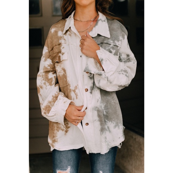 Wild Luxe Jackets & Blazers - PRICE DROP RESTOCK! Tie Dye Utility Jacket in Toasted Coffee